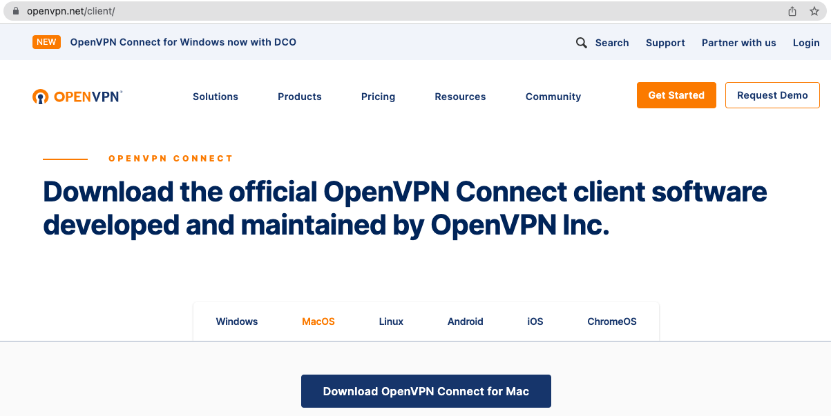 Download the official OpenVPN Connect client software