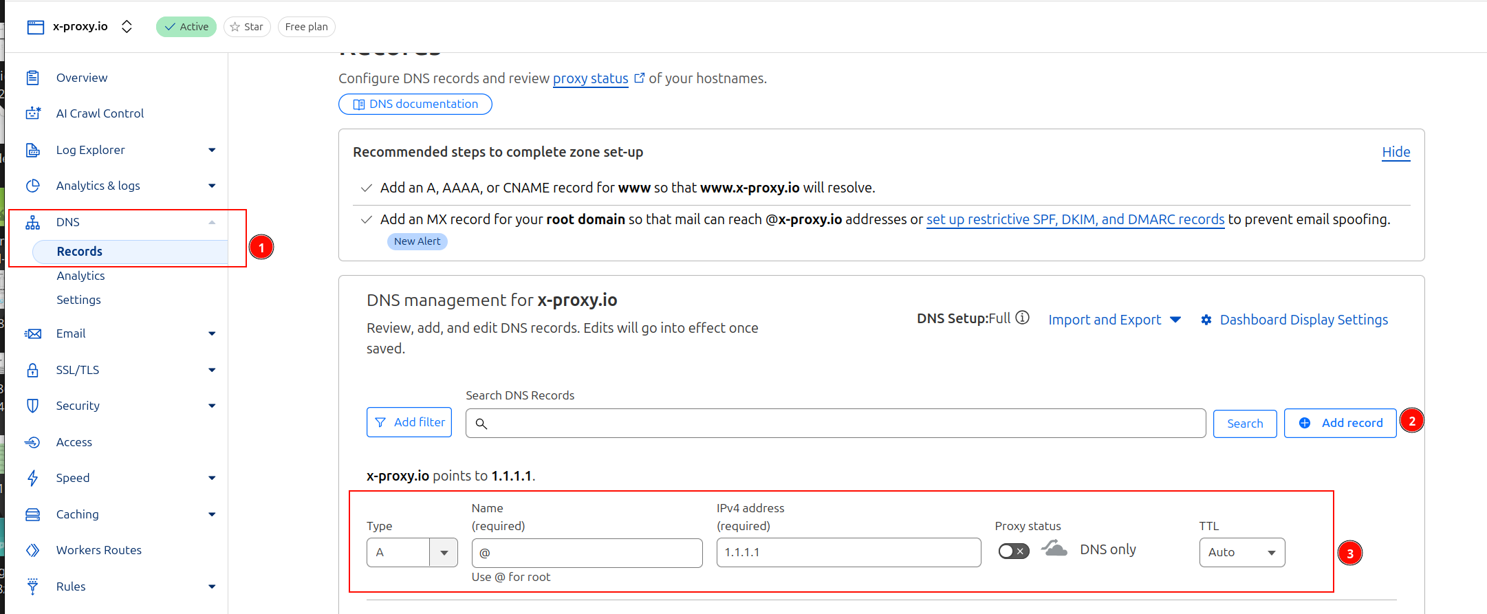 Cloudflare A record