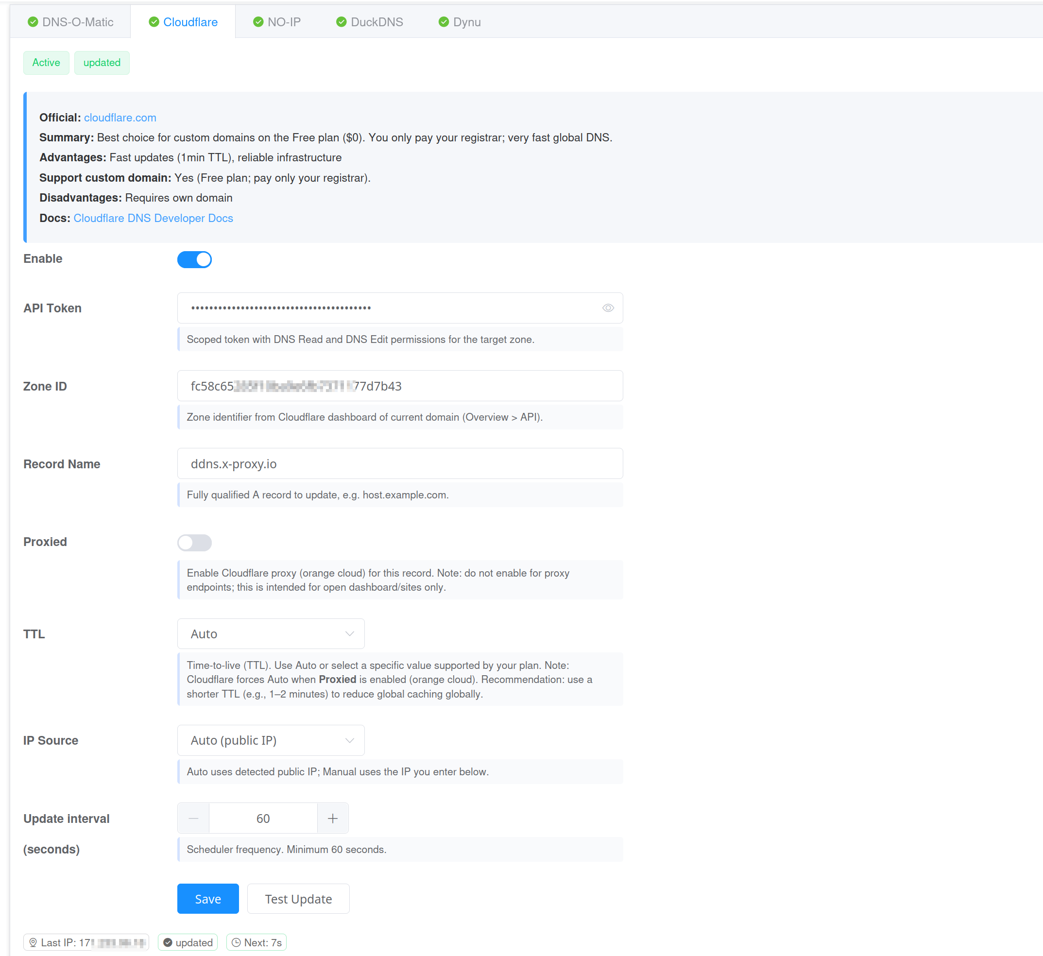 Cloudflare settings