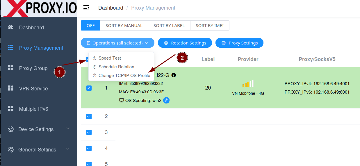 XProxy TCP OS Spoofing – multiple ports configuration