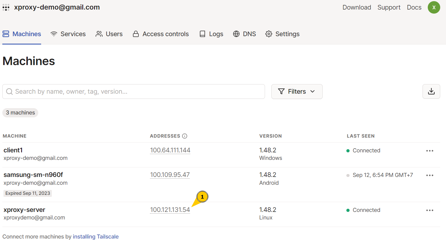 Tailscale Dashboard - Waiting for image loading