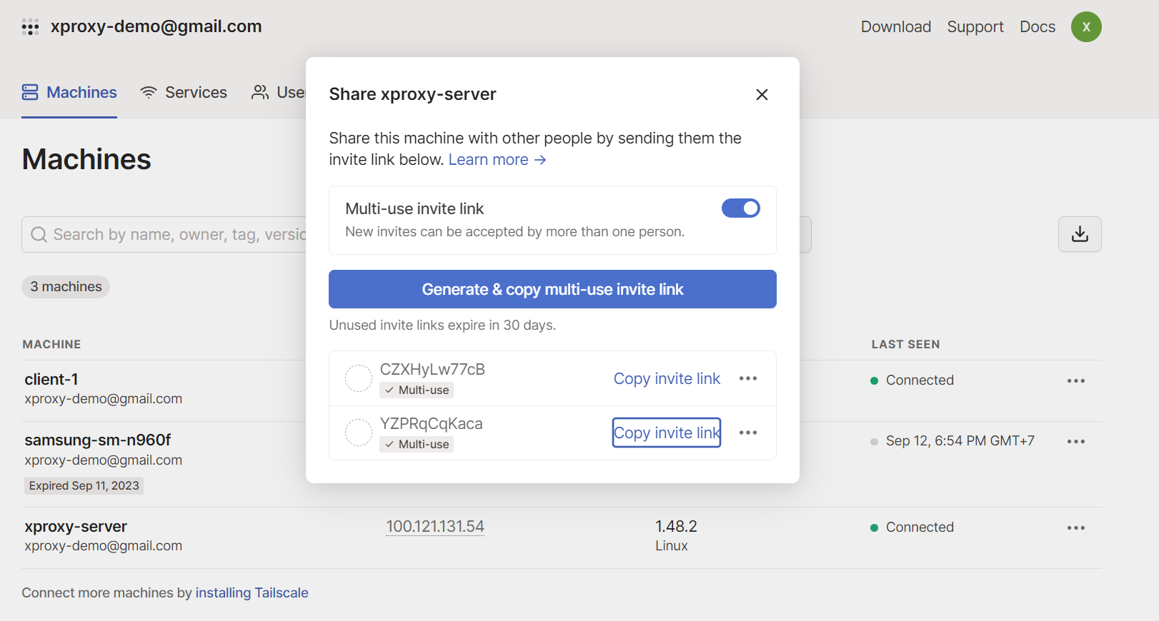 Tailscale Share Client - Waiting for image loading