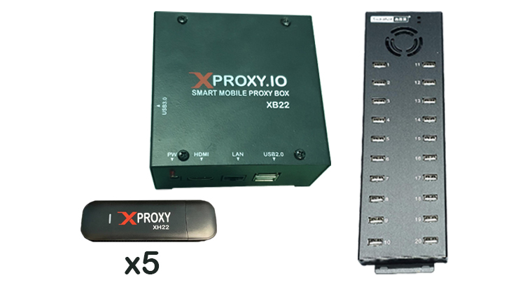 XProxy Kit 5 include XProxy Server Box, 5 Xproxy Dongles, 1 USB HUB 20 ports